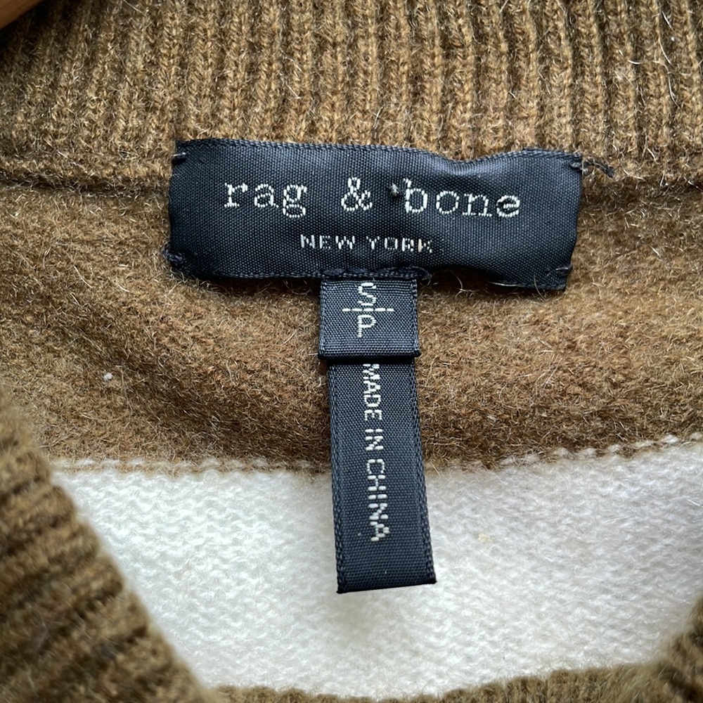 RAG & BONE “Annika” Multi-Striped, Cashmere Blend Crew-Neck Sweater - Picture 5 of 5